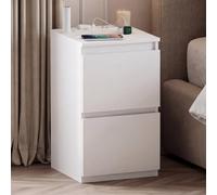 Vida Designs Denver - Mesita de Noche con 2 cajones, Color Blanco, compacta Que Ahorra Espacio, con Toma de Corriente, 51,2 x 29,5 x 29,5 cm, Ideal para Dormitorio y habitación de Invitados