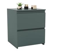 Vida Designs Denver - Mesita de noche grande con 2 cajones, color verde, almacenamiento que ahorra espacio, 52 cm de alto x 39,5 cm de ancho x 39,5 cm de profundidad, mesa auxiliar grande, minimalista