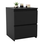 Vida Designs Denver - Mesita de Noche Grande con 2 cajones para Dormitorio, mesita de Noche Moderna, Mesa Auxiliar de 48 x 39,5 x 39,5 cm (Negra)