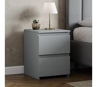 Vida Designs Denver - Mesita de Noche Grande con 2 cajones para Dormitorio, mesita de Noche Moderna, Mesa Auxiliar de 48 x 39,5 x 39,5 cm (Gris)