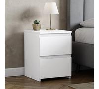 Vida Designs Denver - Mesita de Noche Grande con 2 cajones para Dormitorio, mesita de Noche Moderna, Mesa Auxiliar de 48 x 39,5 x 39,5 cm (Blanco)