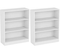 Vida Designs - Estantería Baja Cambridge de Madera de Roble Negra con 3 estantes, para Oficina o Sala de Estar (Paquete de 2)