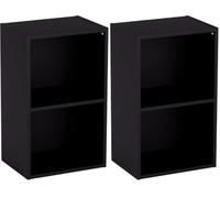 Vida Designs Estantería Oxford de 2 Niveles, estantería de Madera, Color Negro, para Oficina, Sala de Estar (Paquete de 2)
