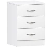 Vida Designs Home Discount Blanco Pecho de cajones, 3 cajones con Tiradores metálicos y Corredores, único Anti-Bowing cajón Apoyo, Riano Dormitorio Muebles de Almacenamiento