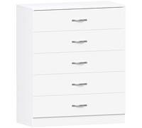 Vida Designs Home Discount Blanco Pecho de cajones, 5 cajones con Asas de Metal y Corredores, único Anti-Bowing cajón Apoyo, Riano Dormitorio Muebles de Almacenamiento