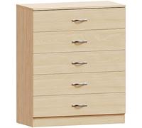 Vida Designs Home Discount Cajonera Madera de Pino, 5 cajones con Tiradores y correderas de Metal, Soporte único para cajones antiarqueamiento, Mueble de Dormitorio «Riano»