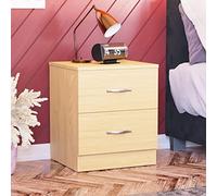 Vida Designs Home Discount - Mesita de Noche de 2 cajón, con Tiradores y guías de Metal, de Madera de Pino