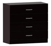 Vida Designs Home Discount Negro Pecho de cajones, 4 cajones con Asas de Metal y Corredores, único Anti-Bowing cajón Apoyo, Riano Dormitorio Muebles