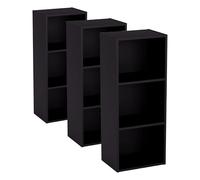 Vida Designs Home Discount Oxford - Estantería de 3 estantes, Hecha de Madera de Roble, para Oficina, Sala de Estar Moderno 80 x 32 x 24 cm Negro (Paquete de 3)