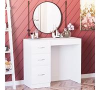 Vida Designs Home Discount Riano - tocador para Maquillaje de 3 cajones, para mobiliario de Dormitorio, Blanco