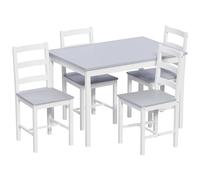Vida Designs Juego de Mesa y sillas de Comedor Yorkshire para el hogar (Blanco y Gris, 4 plazas)