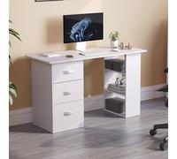 Vida Designs Mason - Escritorio para computadora con estantes y 3 cajones, Mesa de Juegos para PC o Laptop, estación de Trabajo de Estudio, Muebles Color Blanco