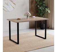 Vida Designs Mesa de Comedor de 4 plazas con Patas de Metal Negro en Forma de U, Mueble Moderno de Cocina y Comedor, (Roble)
