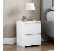 Vida Designs Mesita de noche Denver con 2 cajones (blanca), 40 cm de alto x 29,5 cm de ancho x 29,5 cm de profundidad