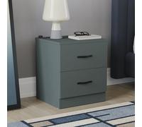 Vida Designs Mesita de Noche Verde Jaspe, 2 cajones con Asas de Metal y Corredores, Soporte único para cajones antiarco, Muebles de Dormitorio Riano