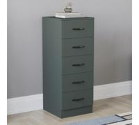 Vida Designs Mueble de Almacenamiento de 5 cajones Estrechos Altos para Dormitorio, cajones deslizantes (Verde Jaspe)