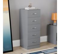 Vida Designs Mueble de Almacenamiento de 5 cajones Estrechos Altos para Dormitorio, cajones deslizantes (Gris)