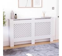 Vida Designs Oxford Cubierta de radiador Blanco - Grande - Patrón Cruzado Tradicional para Mejor circulación del Calor - H82xW152xD19cm - MDF Pintado para salón y Pasillo