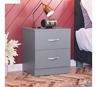 Vida Designs Riano Mesita de Noche, Madera de ingeniería Metal, Gray, H 47 x W 40 x D 36 cm Aprox