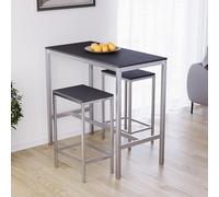 Vida Designs Roslyn - Juego de Mesa de Bar de 2 plazas, Mesa de Desayuno con 2 taburetes de Bar, Marco de Acero Industrial (Negro)