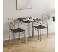 Vida Designs Roslyn - Juego de Mesa y sillas de Comedor de 2 plazas, Juego de Desayuno Compacto de 3 Piezas, Moderno Mueble de Comedor Que Ahorra Espacio, Color Negro