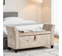 Vida Designs Seville - Otomana de Almacenamiento, baúl de Tela con Tapa, Asiento, Taburete, Banco de Ventana, baúl, Caja de Almacenamiento de Juguetes, Puff, reposapiés, Terciopelo champán