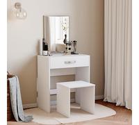 Vida Designs Tocador Isla 1 cajón Espejo y Taburete Juego de Dormitorio Maquillaje tocador cosméticos Almacenamiento Escritorio tocador Muebles Blanco..