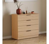 Vida Designs Trega - Cómoda de 4 cajones de Pino - Unidad de Almacenamiento compacta Que Ahorra Espacio - 74 x 66 x 36 cm - Soporte antiarqueo, Asas Negras Modernas, Corredores deslizantes - Ideal