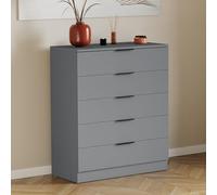 Vida Designs Trega - Cómoda de 5 cajones, Color Gris, compacta para Ahorrar Espacio, 90 x 66 x 36 cm, Soporte antiarco, Asas Negras Modernas, Corredores deslizantes, Ideal para Dormitorio y guardería