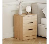 Vida Designs Trega - Mesita de Noche compacta de Pino con 3 cajones, Ahorra Espacio, 50 x 39 x 28 cm, Madera de ingeniería, cajones deslizantes, Asas Plateadas Modernas, Ideal para Dormitorio y