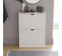Vida Designs Zapatero con 2 cajones, Ahorro de Espacio, con 2 cajones abatibles, Mueble para Pasillo y Sala de Estar, 100% Certificado FSC (Blanco)