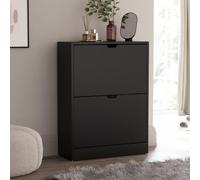 Vida Designs Zapatero con 2 cajones, Ahorro de Espacio, con 2 cajones abatibles, Mueble para Pasillo y Sala de Estar, 100% Certificado FSC (Negro)