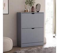 Vida Designs Zapatero con 2 cajones, Ahorro de Espacio, con 2 cajones abatibles, Mueble para Pasillo y Sala de Estar, 100% Certificado FSC (Gris)