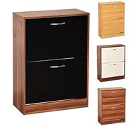 Vida Designs Zapatero con 2 cajones, Organizador de Zapatos, Mueble de Madera de Nogal y Blanco