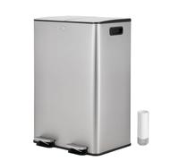 Vidacharmy - Cubo de Basura para Cocina 2 x 20L (40L), Cubo de Reciclaje Doble, de Acero Inoxidable Antihuella, con Tapa de Cierre Suave y Pedal, Incluye 20 Bolsas de Basura, Compartimentos Separados