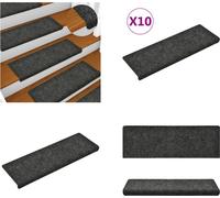 vidaXL: 10 alfombras para escaleras, color gris, 65x21x4 cm, de fieltro. Alfombras para escaleras, escalones, o tramos de escalera