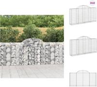 vidaXL: 10 macetas tipo gavión con forma de arco, 200x30x100/120 cm, hierro galvanizado. Macetas y jardineras