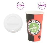 vidaXL 1000uds Vasos de café de papel con tapa en capacidad 100 ml/120 ml/400 ml