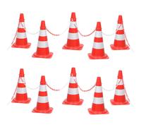 vidaXL 10x Conos de Tráfico Seguridad con Reflectantes Rojos y Blancos 50 cm Modelo Sin cadena, Con cadena