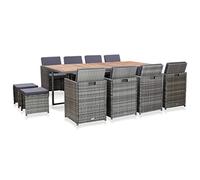 vidaXL 13 Piezas Conjunto de Muebles de jardín de ratán y Madera de Acacia, Color Antracita