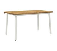 vidaXL 140 x 80 x 75 cm Madera de Acacia Sólida Blanco Rectangular