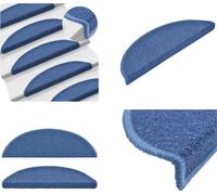 vidaXL, 15 alfombras para escaleras, color azul, 56 x 17 x 3 cm - Alfombra para escaleras - Juego de alfombras para escaleras - Alfombra para escalones - Juego de alfombras para escalones