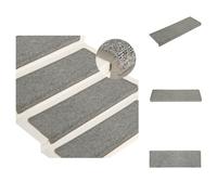 vidaXL: 15 alfombrillas para escaleras, 65x21x4 cm, blanco y gris. Alfombras para escaleras