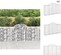vidaXL: 15 macetas tipo gavión con forma arqueada, 200x30x100/120 cm, hierro galvanizado. Macetas y jardineras