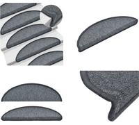 vidaXL, 15 unidades de alfombras para escaleras, color gris oscuro, 56 x 17 x 3 cm - Alfombra para escaleras - Juego de alfombras para escaleras - Alfombra para escalones - Juego de alfombras para esc