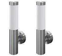 vidaXL 2 Apliques de exterior, lámparas de pared, acero inoxidable
