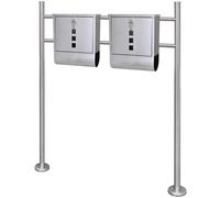 vidaXL 2 buzones con soporte de acero inoxidable