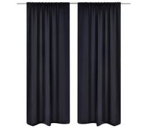 vidaXL 2 cortinas negras oscuras con jaretas, blackout 135 x 245 cm