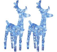 vidaXL, 2 faroles de ciervo LED, color azul, 80 LEDs, material: acrílico