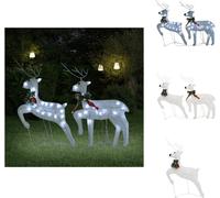 vidaXL, 2 faroles de ciervo LED, color blanco, 40 LEDs - Iluminación navideña